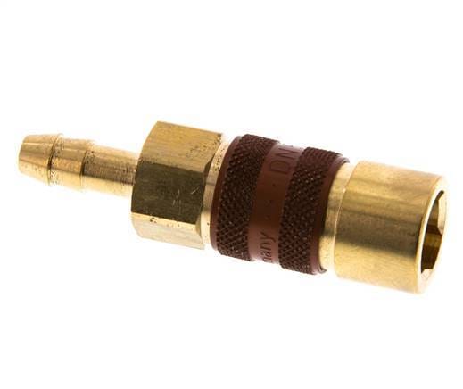 Messing DN 5 Bruin-Coded Luchtkoppeling Snelkoppeling 6 mm Slangpilaar
