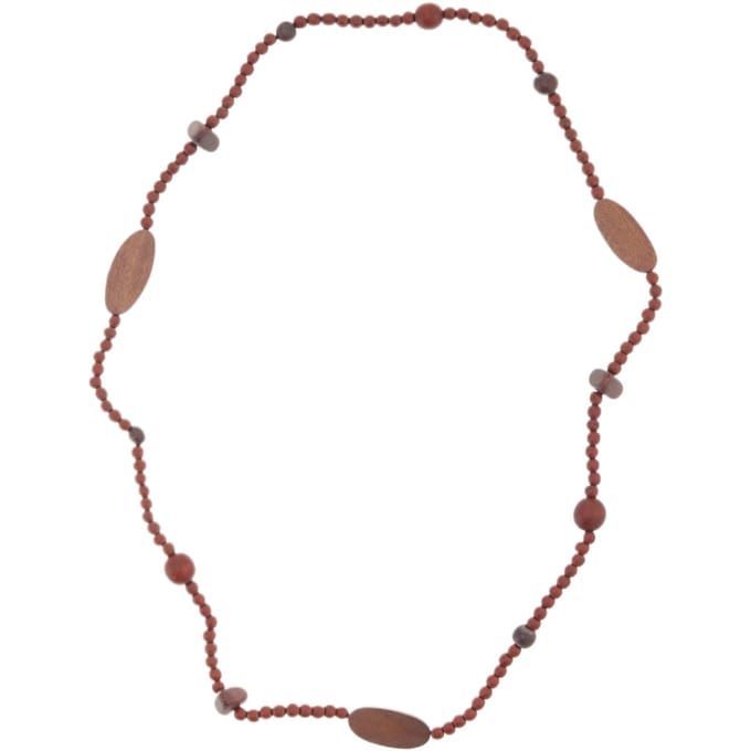 Behave – Ketting – Houten kralen – Bruin;Grijs – 90 cm – Boho Chic