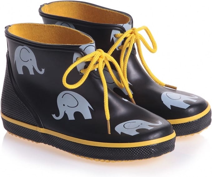 Lage zwarte kinderregenlaars met Olifanten Print 25