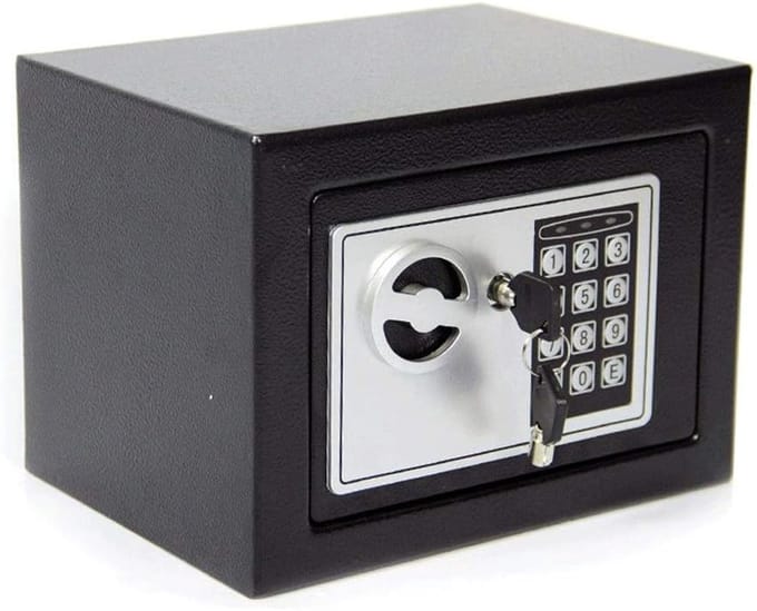 Digitale Kantoorkluis - Mini Wandkluis - Waardevolle Spullen - Stalen Constructie - 23 x 17 x 17 cm - Zwart