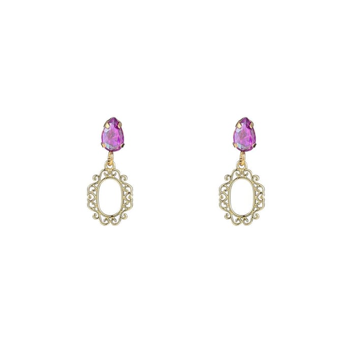 Go Dutch Label Oorknoppen small stone dangle Lila