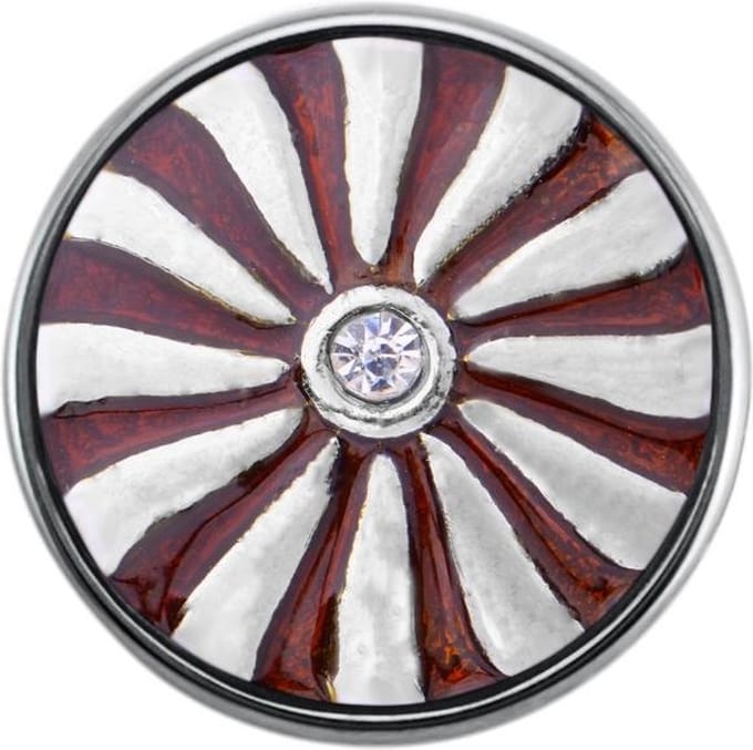 Quiges - Dames Click Button Drukknoop 18mm Bloem Bruin - EBCM287
