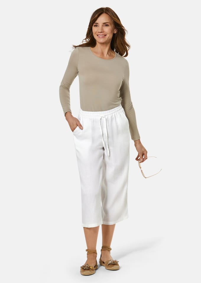 Goldner Linnen broek Zomerbroek met elastische tailleband rondom