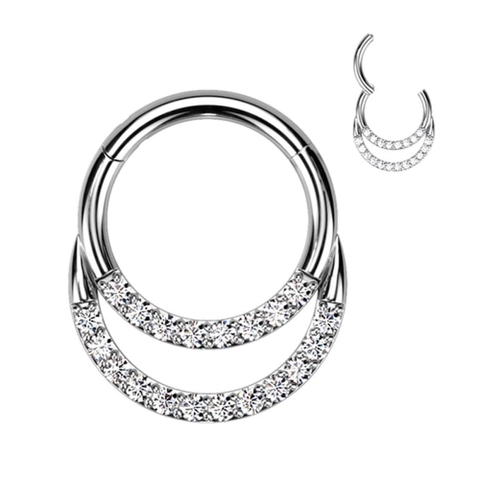 Piercing titanium double hoop ring 1.2x6 - zilver - LMPiercings