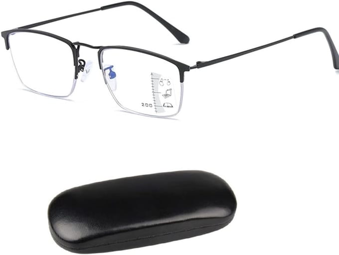 Leesbril - Computerbril Multifocaal - Blauw Licht Filteren - Progressieve Multifocale Lenses - 3.0 Dioptrie - Zwart