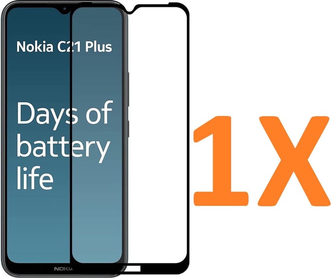 Volledige dekking Screenprotector Glas - Tempered Glass Screen Protector Geschikt voor: Nokia C21 Plus - 1x