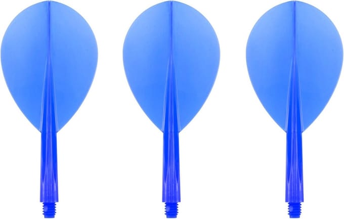 Dartflights Set Blauw Transparant Druppelvorm Standaard Maat