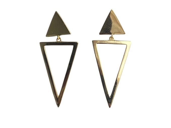 Oorsteker triangel/14k goldplated/38mm