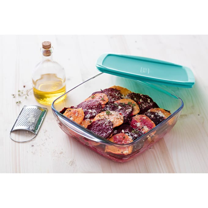PYREX - Schaal Vierkant Inclusief Deksel - 1l - Transparant