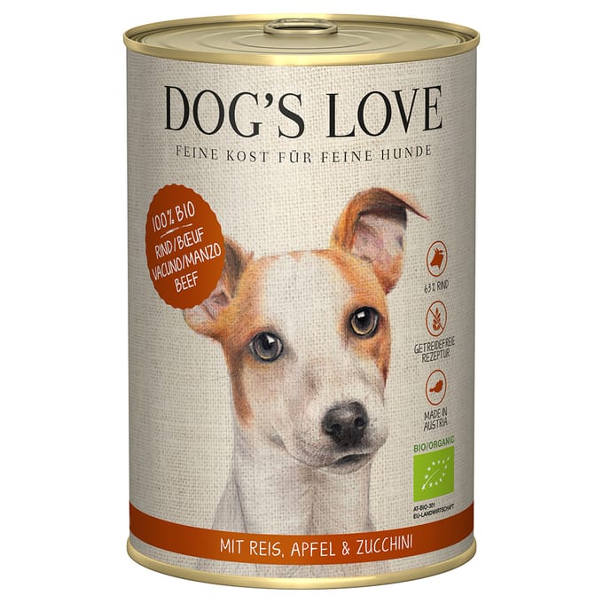 6x 400g Dog's Love Organic Beef Hondenvoer Nat