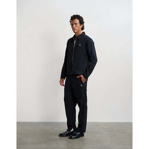 Filling Pieces - Broek Zwart Filling Pieces 422550500247 Pantalons Zwart Coach Pants Twill Wool