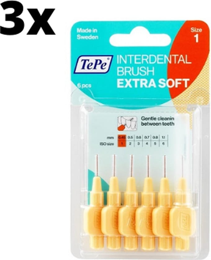 TePe Extra Soft Oranje 0, 45mm 3 x 6 stuks - Voordeelverpakking