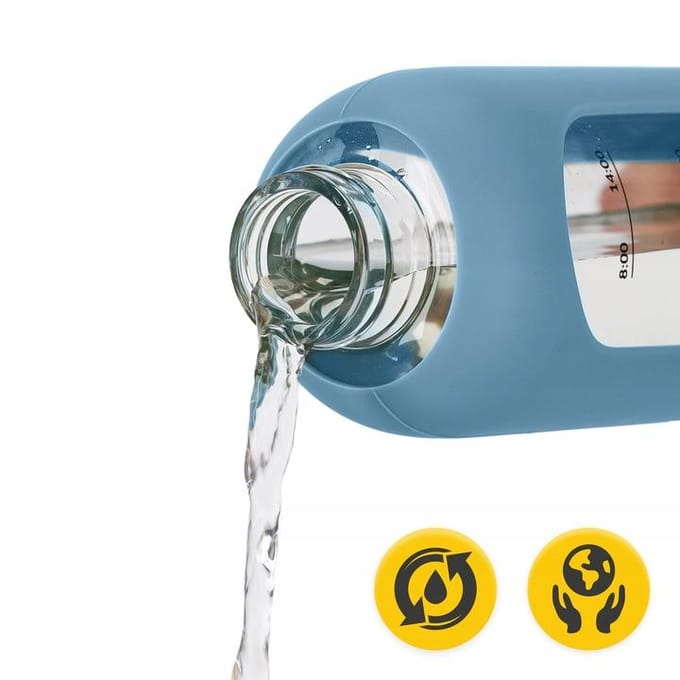 Motiverende Glazen Waterfles met Siliconen Hoes - 750 ml