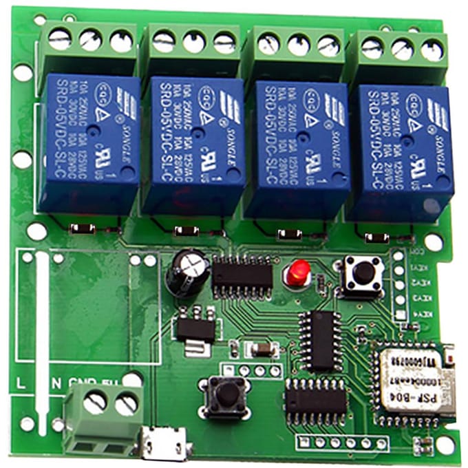 Slimme Afstandsbediening Draadloze Schakelaar met Behuizing Universele Module 4ch DC 5V Wifi Schakelaar groen