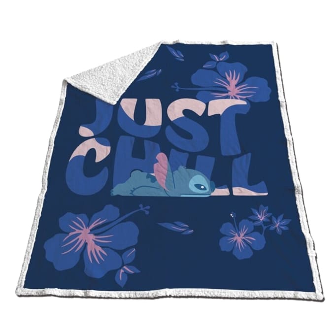 Disney Lilo & Stitch Sherpa Fleeceplaid, Just Chill - 130 x 170 cm - Polyester/fleece
