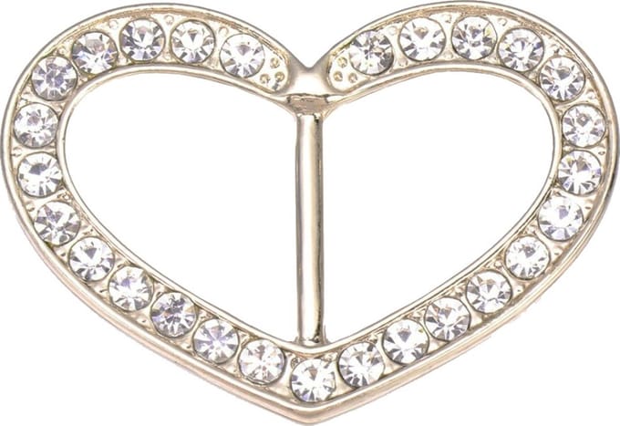 Fako Bijoux® - Sjaalklem - Sjaal Klem - Sjaal Ring - Hart Strass - 40x28mm - Goudkleurig