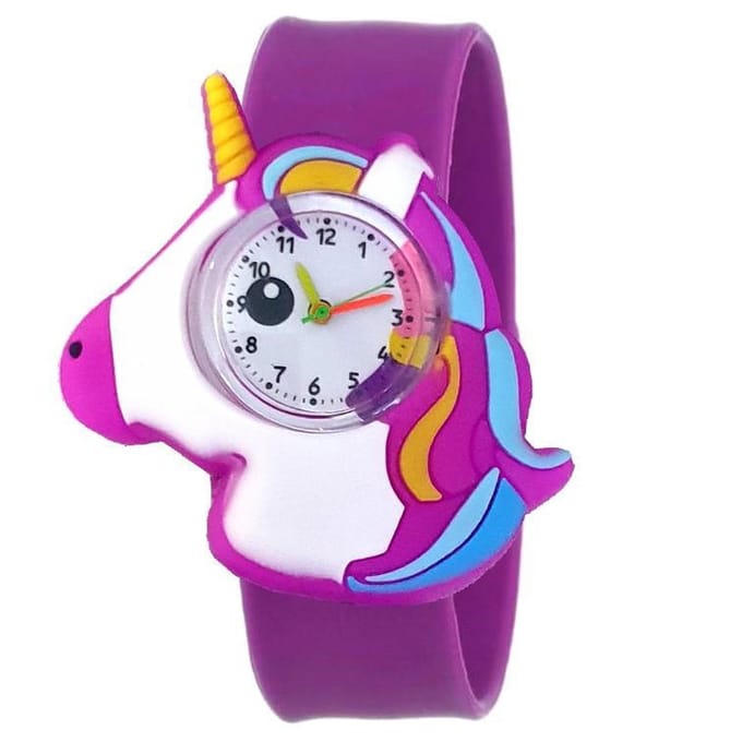 Fako® - Kinderhorloge - Slap On Mini - Eenhoorn - Unicorn - Regenboog - Paars