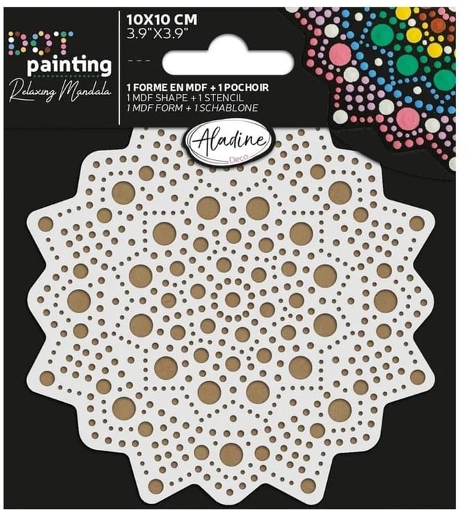 Aladine creatieve dot painting set mandala 10 cm MDF duurzaam.