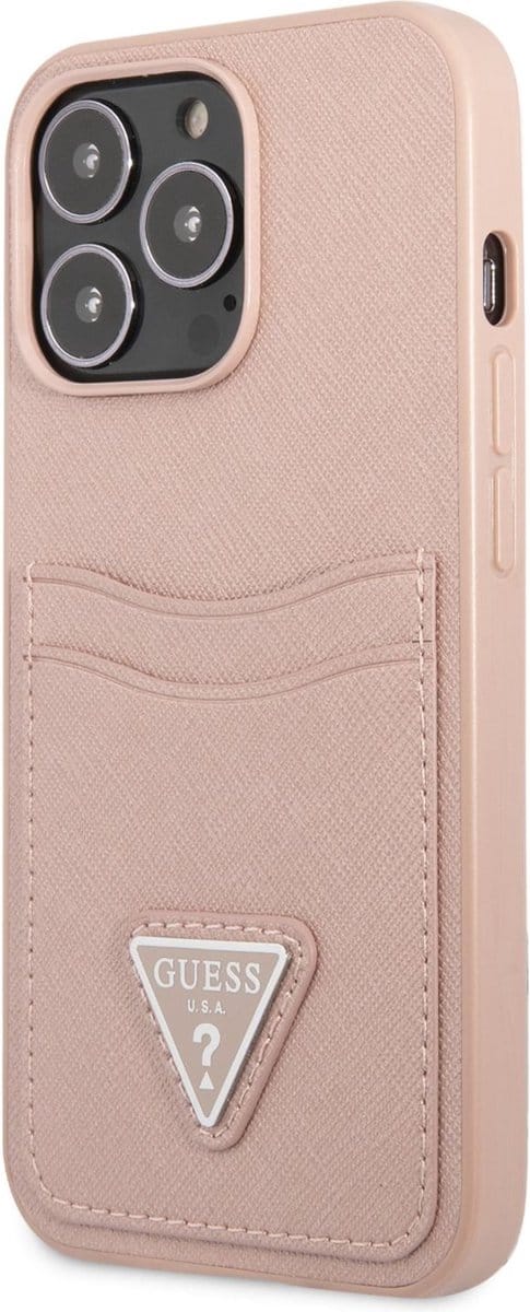 GUESS GUHCP13LPSATPP iPhone 13 Pro / 13 6.1 "pink / pink hardcase SaffianoTriangle Logo Cardslot