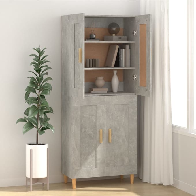 vidaXL - Dressoir - 69,5x34x90 - cm - bewerkt - hout - betongrijs
