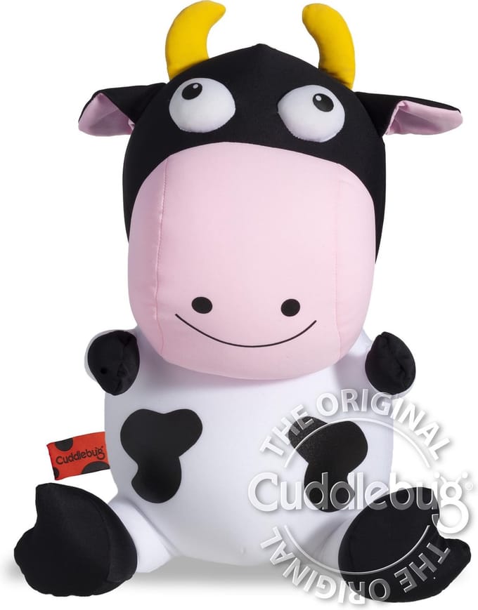 Cuddlebug Kussen - Koe - Reiskussen (reizen) - Knuffelkussen - 32 cm - Rpet - Wasbaar