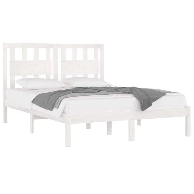 vidaXL - Bedframe - massief - grenenhout - wit - 180x200 - cm