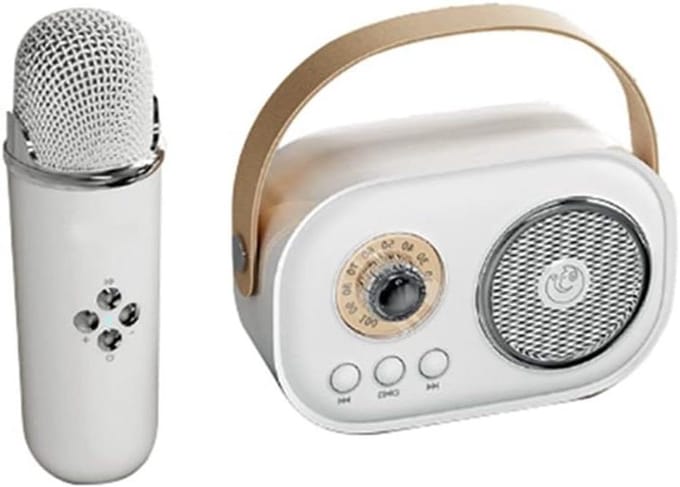 Karaoke Set - Zing Microfoon - Muziek Feest - Ingebouwde Speaker - 20 x 15 x 8 cm - Wit