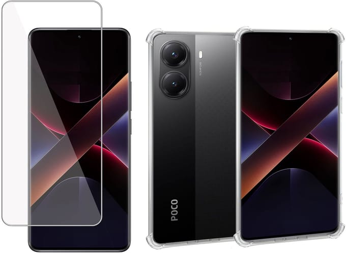 ChiGuard Hoesje & Screenprotector geschikt voor Poco X7 Pro – Gehard Glas Cover + Shock Proof Case - Transparant