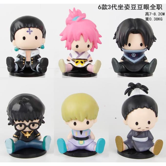 6 stuks/set HUNTER×HUNTER Kawaii Zittende Versie Schattig Figuur Model Speelgoed 7-8cm no box black