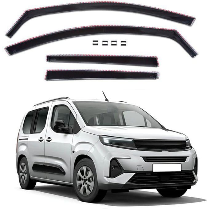 Déflecteurs d'air - Opel Combo (depuis 2018) - Aérodynamique - Montage facile - Teinté noir