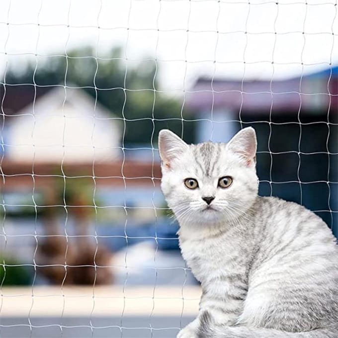 Kattennet Balkon - Vogelnet Tuin - Veiligheid Buiten - Zonder Boren - 4 x 3 Meter - Wit
