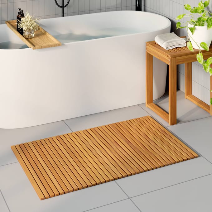 vidaXL - Badmat - Naturel - 100 - x - 60 - cm - Massief - Acacia - Hout