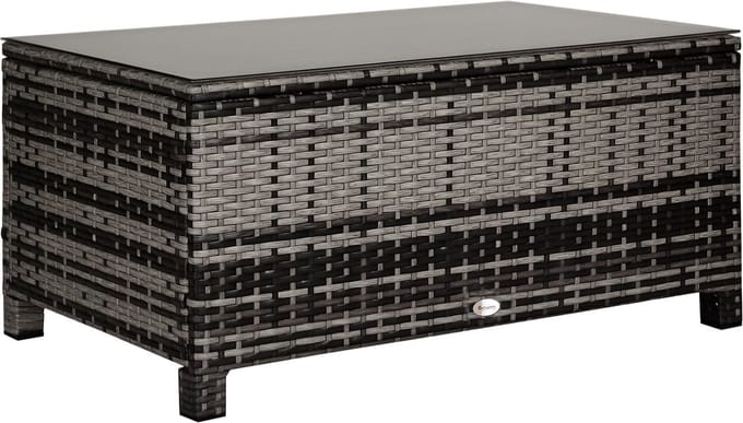 Outsunny Rattan Salontafel - Metaal - 85x50x39cm - Grijs