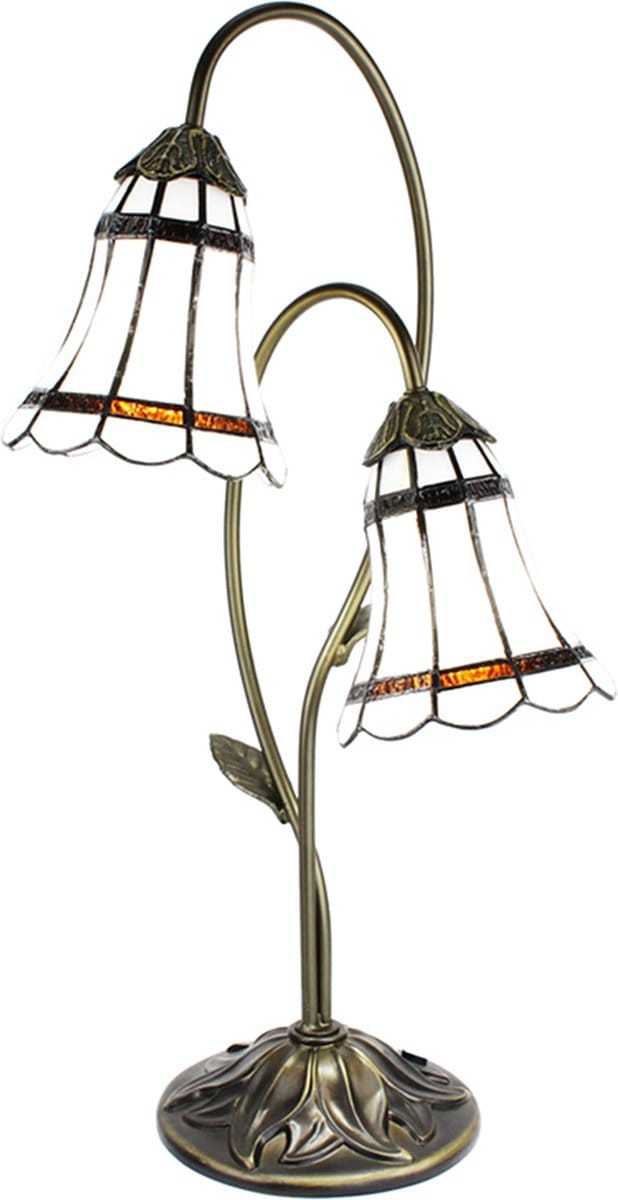 Lumilamp Tiffany Tafellamp 61 cm Bruin Wit Polyresin