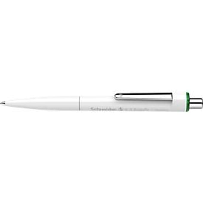 Balpen Schneider K3 Biosafe, slagbreedte M, onuitwisbaar, bioplastic, witte ton, groene schrijfkleur, 10 st.