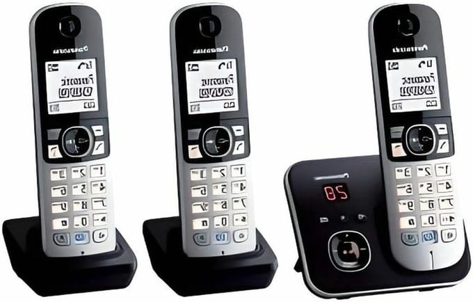 Telefoon met antwoordapparaat - Draadloze set - Thuis bellen - Drie handsets - Niet gespecificeerd - Zwart