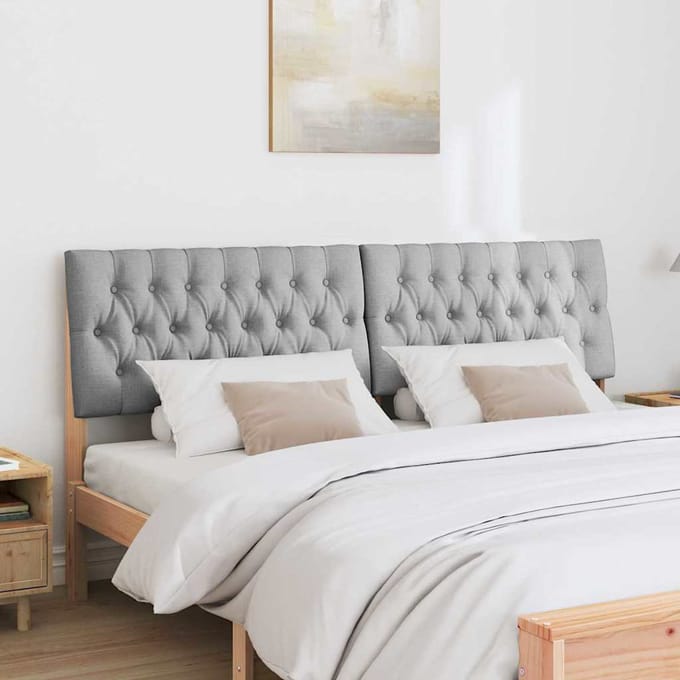 vidaXL - Gestoffeerd - hoofdbord - Lichtgrijs - 180 - cm - Massief - grenenhout