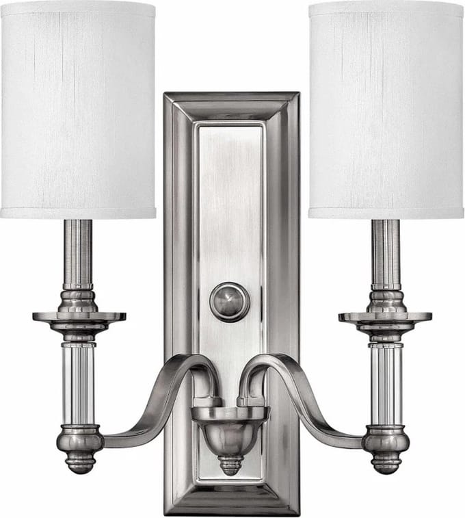 Hinkley LED Wandlamp Sussex | 2X E14 Max 40W | Brushed Nickel