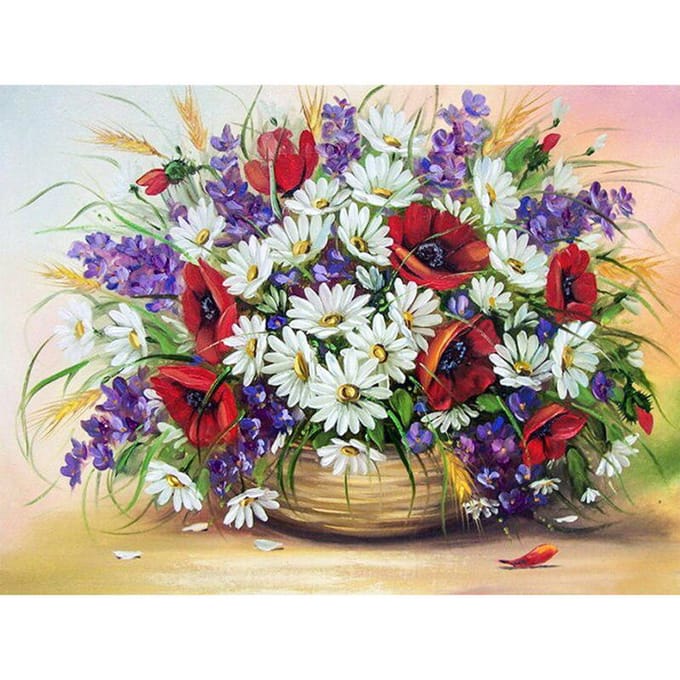 DIY 5D volledige diamant schilderij kruissteek bloemenmand en bloemen diamant borduurwerk 20X30CM beige