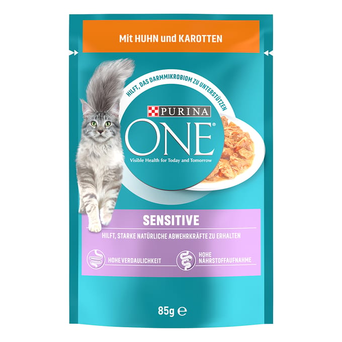 13 x 85 g Sensitive Kip & Wortels Purina ONE Kattenvoer