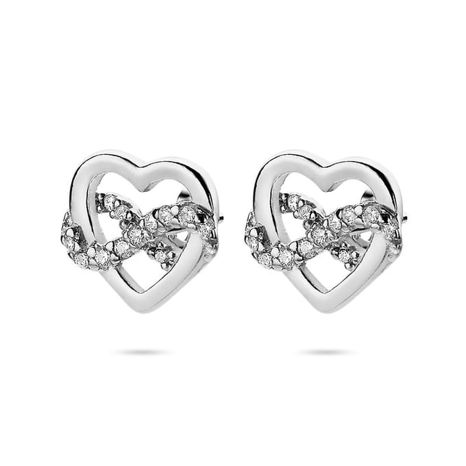 Twice As Nice oorbellen in zilver, hart en infinity met zirkonia Wit