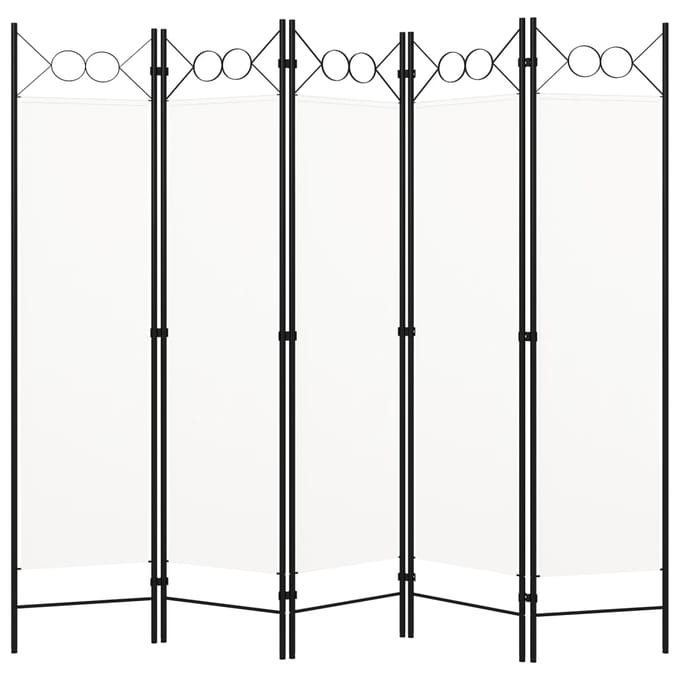vidaXL - Kamerscherm - met - 5 - panelen - 200x180 - cm - wit