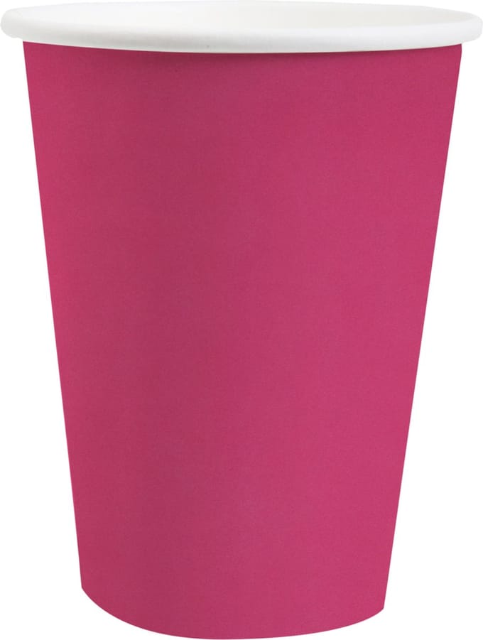 Santex feest/verjaardag bekertjes - 10x stuks - karton - fuchsia - 270 ml