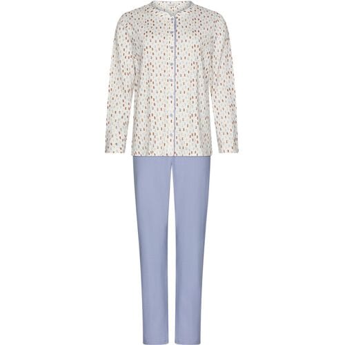 Pastunette - Tender - Pyjama - Katoen - Doorknoop - Wit/Blauw - Maat 52
