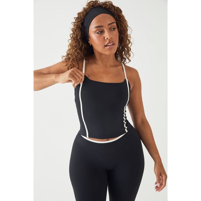 Dames Dsgn Studio Sculpt Vest Top Met Contrasterende Biesjes | Zwart | Maat: XL