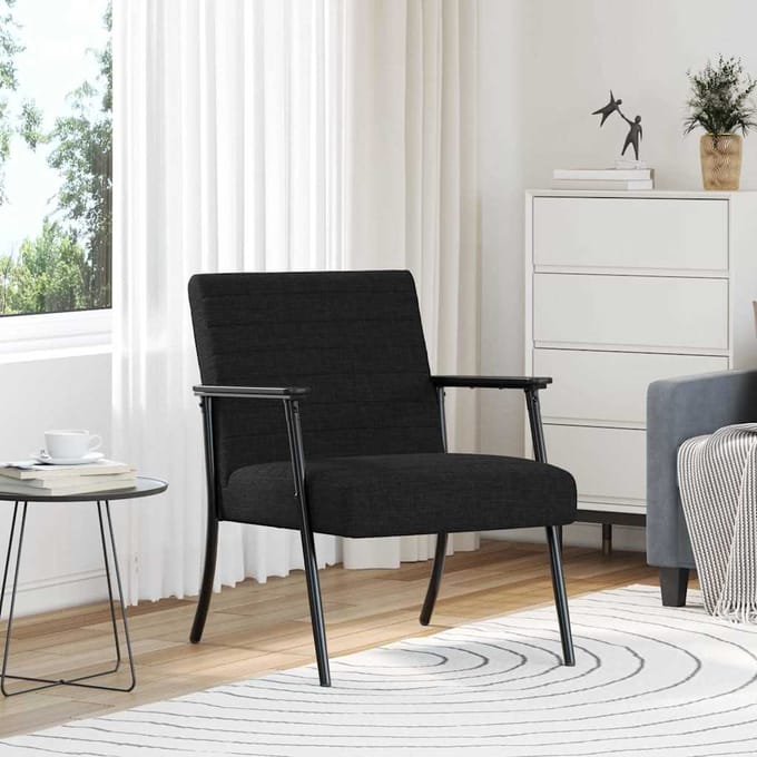 vidaXL - Fauteuil - Zwart - 59 - x - 75 - x - 78 - cm - Stof