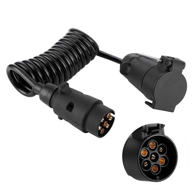 2m Veerkabel 7-pins Aanhangerstekker Stopcontact Adapter Bedradingsconnector voor Caravan black
