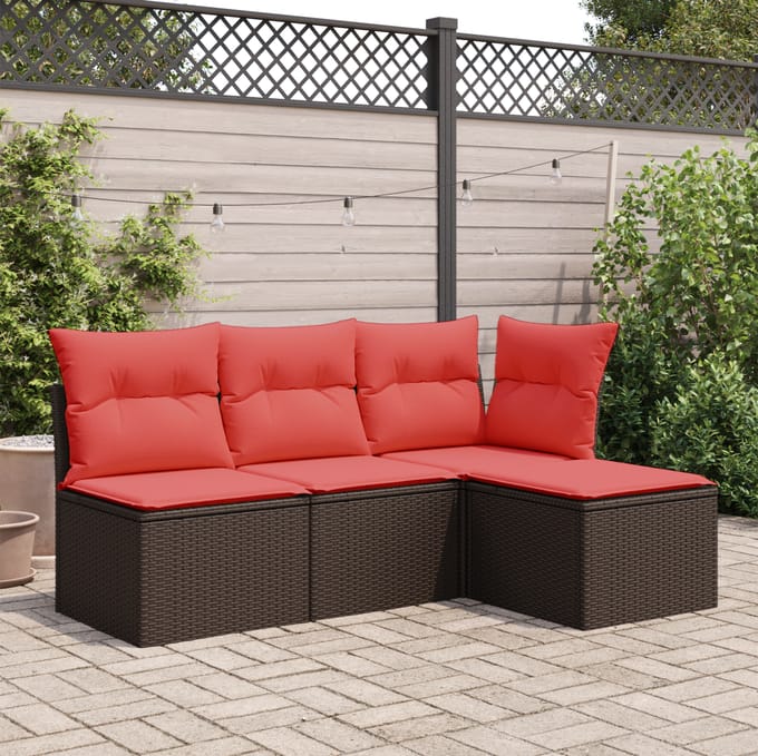 vidaXL - Tuinkruk - met - kussen - Bruin - 55 - x - 55 - x - 37 - cm - poly - rattan