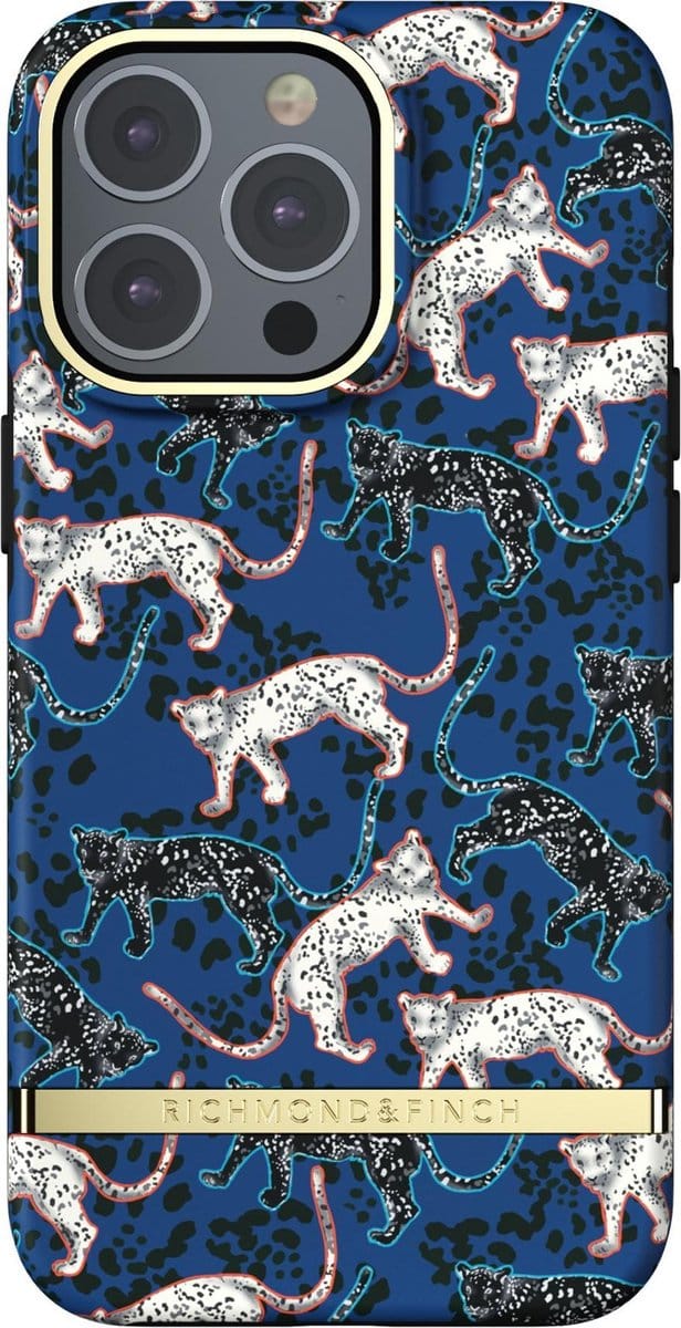 Richmond & Finch - Trendy iPhone 13 Pro Hoesje | blue leopard