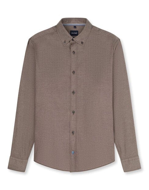 OLYMP Casual Overhemd, Regular Fit, Button-down, Bruin